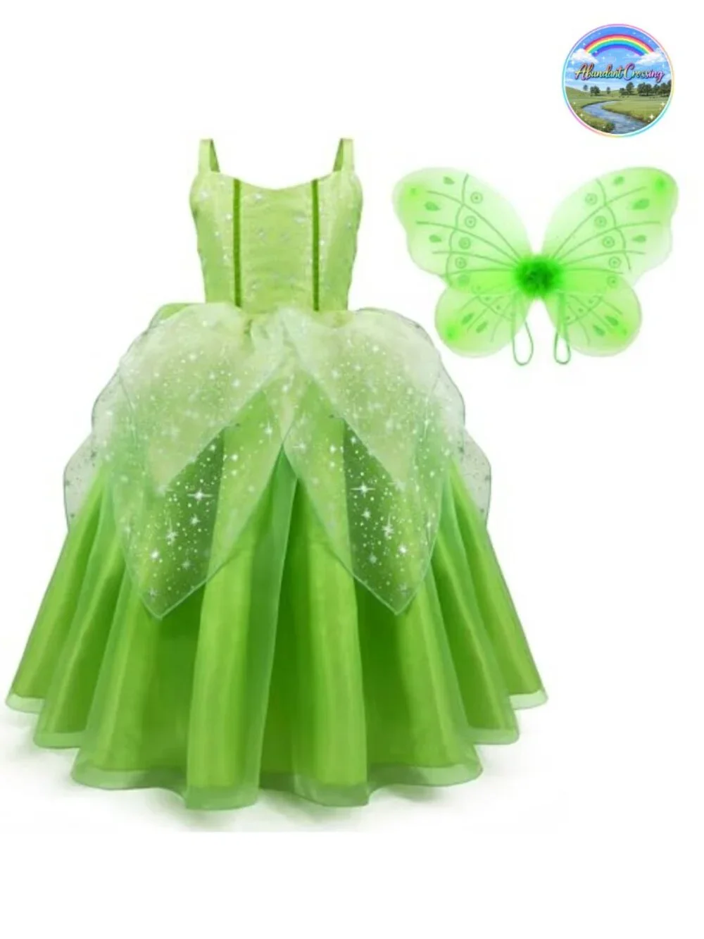 Girls Princess Fairy Costume Dress Up Tulle Dress with Wings